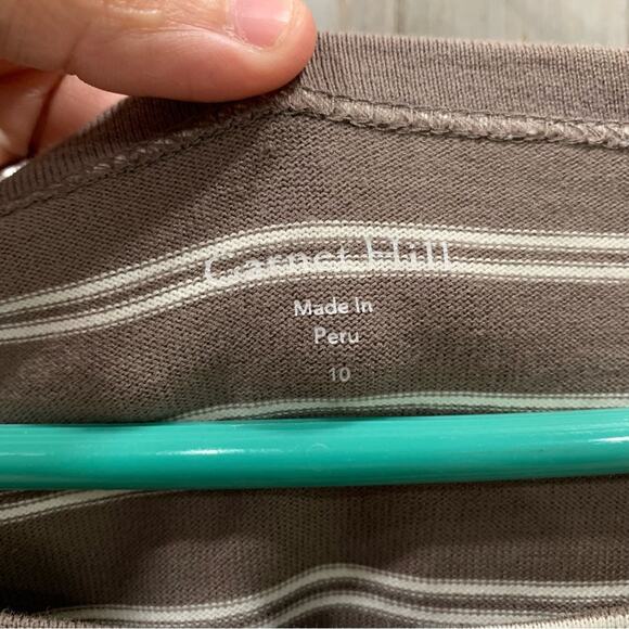 Garnett Hill Organic Cotton Brown Stripe Dress With Pockets - Picture 4 of 7